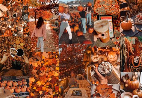 aesthetic fall desktop wallpaper|fall aesthetic collage laptop wallpaper.